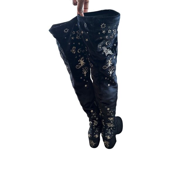 ASH Eros Velvet Boho Black Tall Boots Embroidered Over-The-Knee Sz 37 US 6.5 - Picture 7 of 16